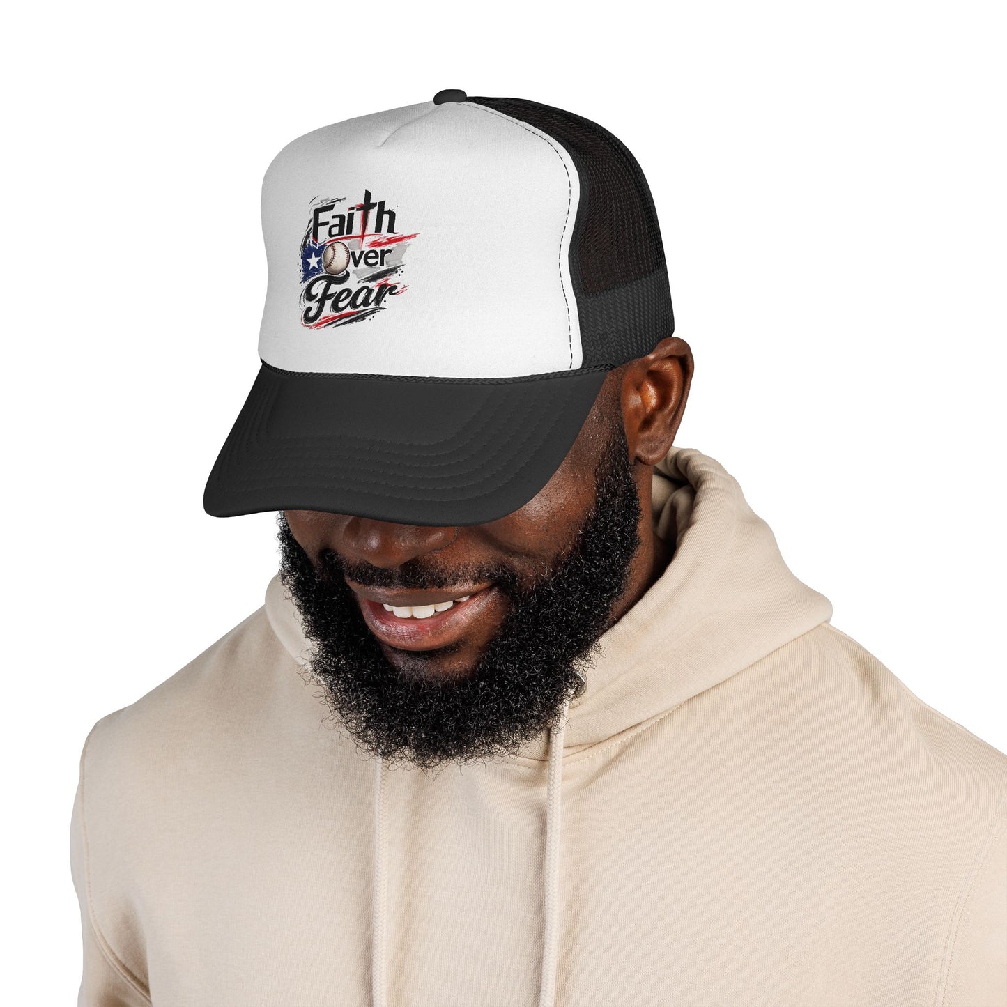 Faith Over Fear Puerto Rican Flag Baseball Trucker Caps FREE SHIPPING