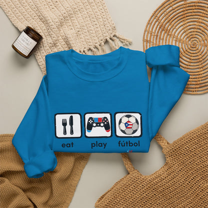 Eat Play Soccer Puerto Rican Flag Heavy Blend™ Crewneck Sweatshirt