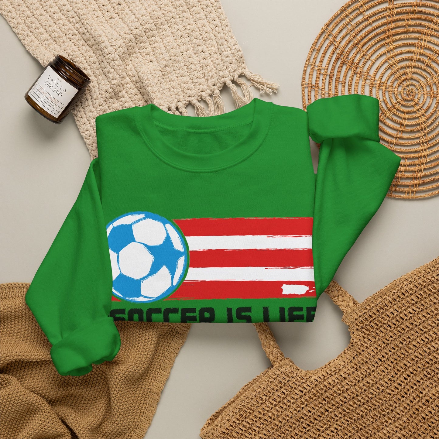 Soccer is life Puerto Rican Flag Heavy Blend™ Crewneck Sweatshirt