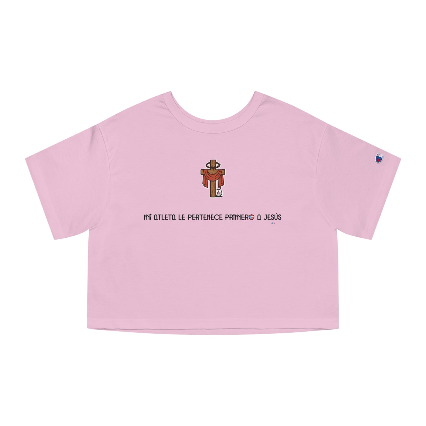 Mi Atleta Pertenece Primero a Jesús | Puerto Rico Faith Cross Soccer ball Cropped Tee | Women's Flowy Crop Top
