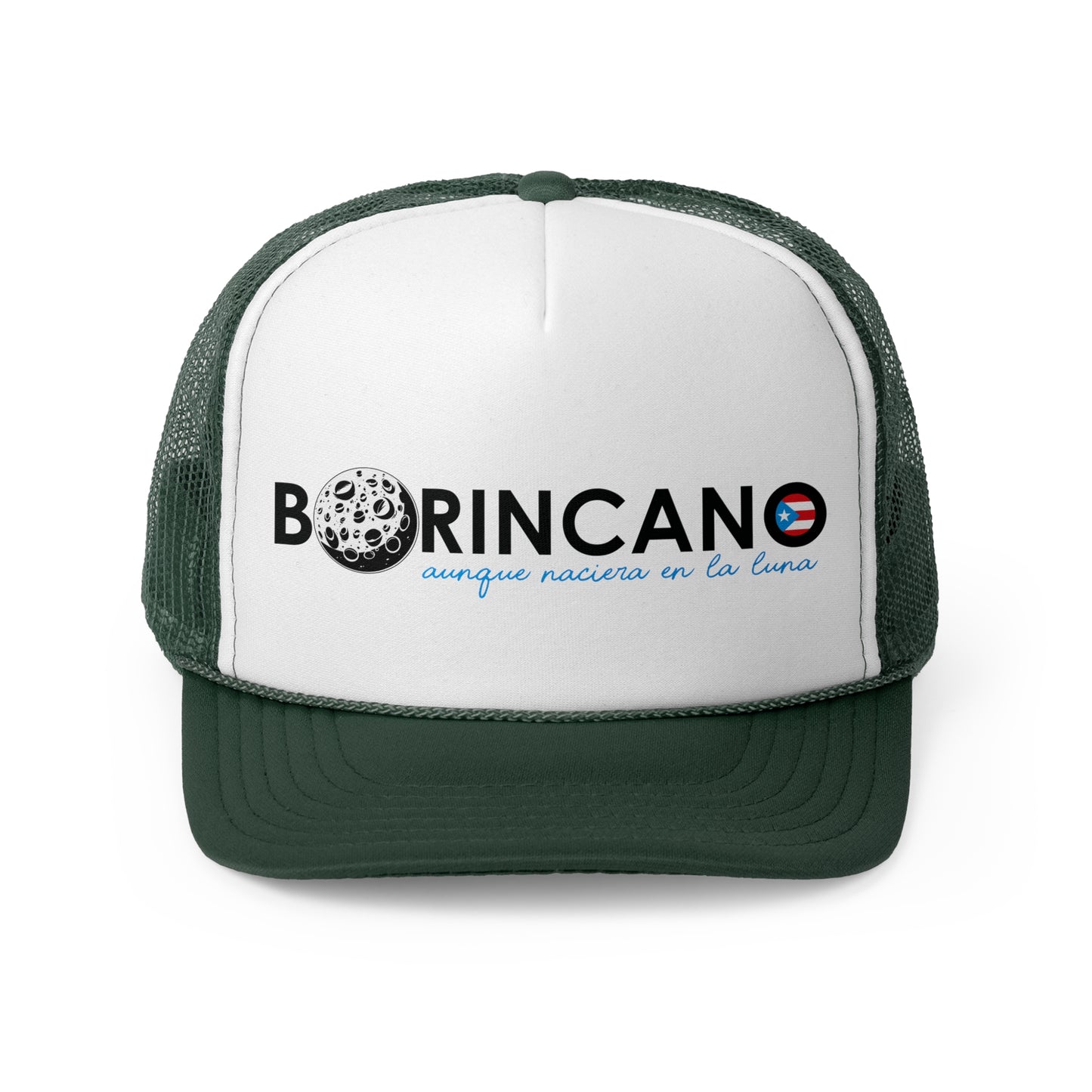 Borincano aunque naciera en la luna bandera Puerto Rican Pride Trucker Caps FREE SHIPPING