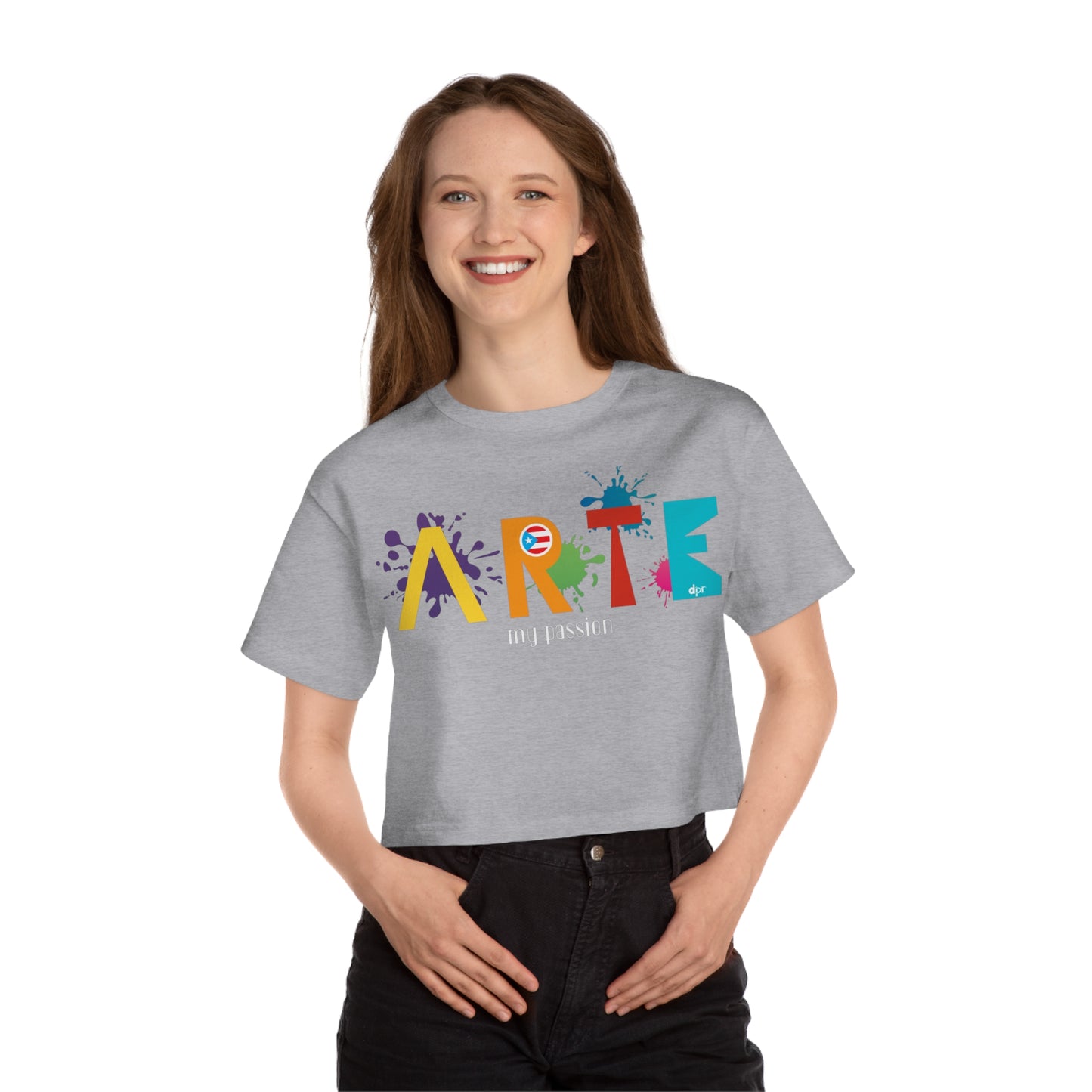 Arte My Passion Bandera Puerto Rico  Flowy Cropped Tee