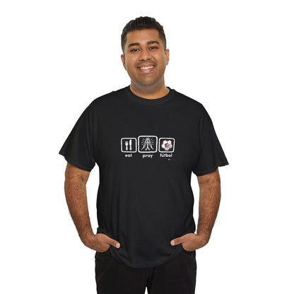 Eat Play Fútbol Graphic Tee | Puerto Rican Flag Soccer Shirt | Unisex Heavy Cotton T-Shirt