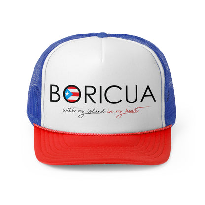 Boricua with my Island in my Heart Puerto Rican Pride Trucker Caps FREE SHIPPING