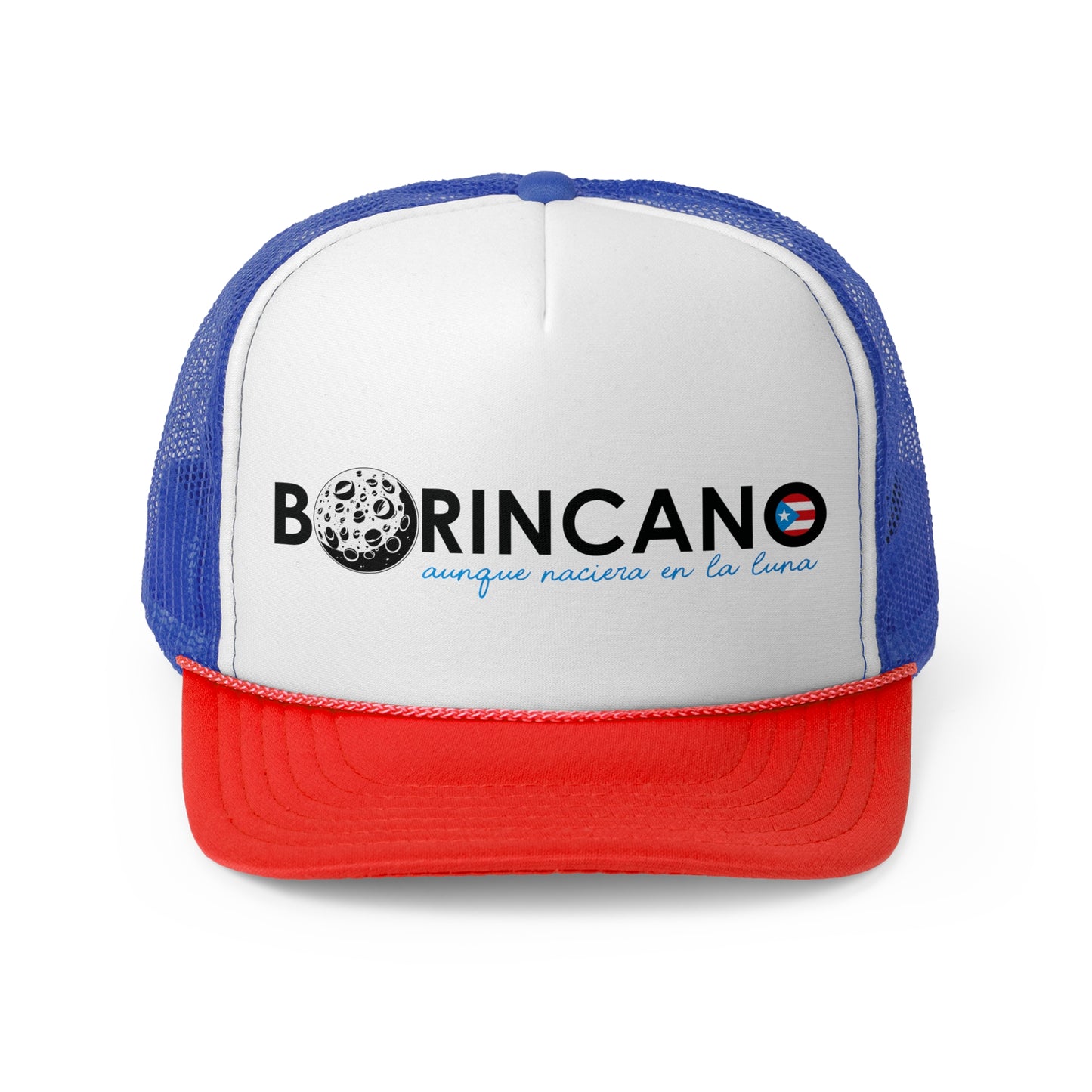 Borincano aunque naciera en la luna bandera Puerto Rican Pride Trucker Caps FREE SHIPPING