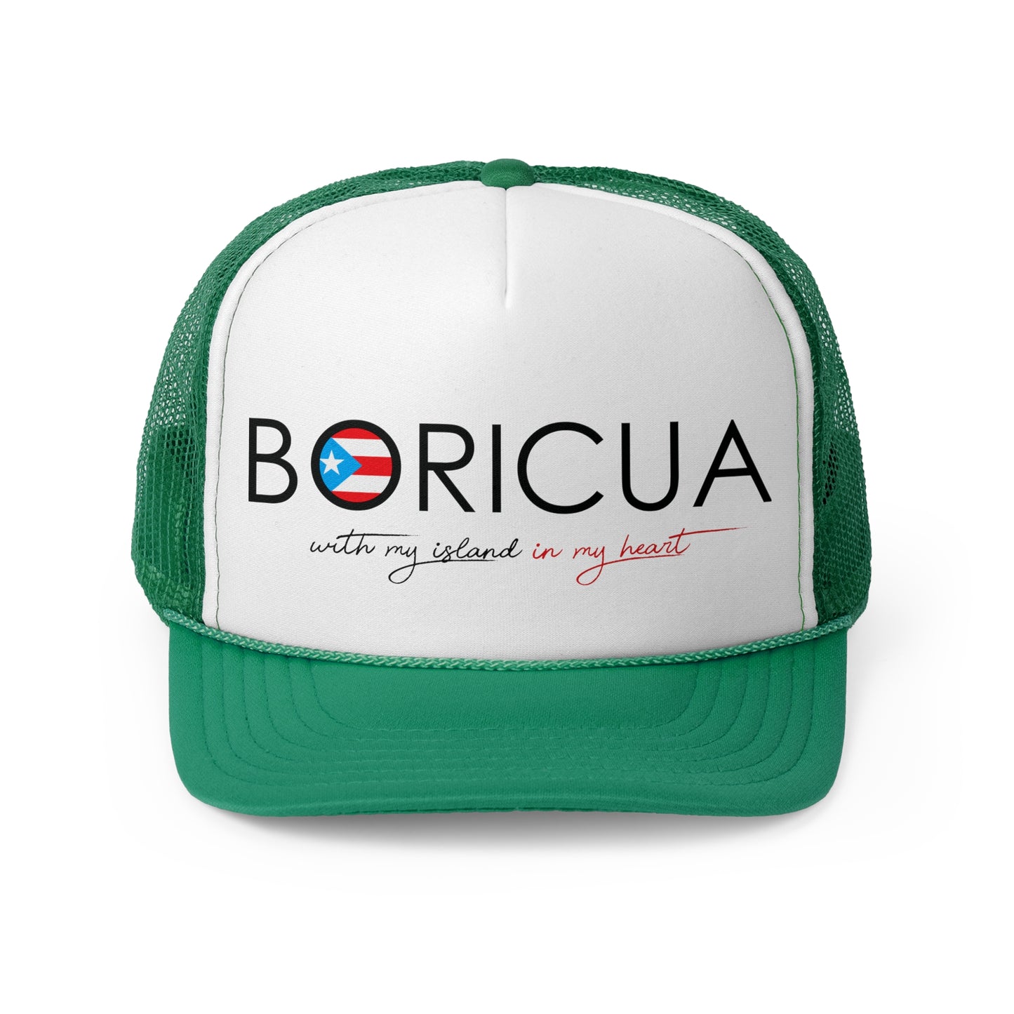 Boricua with my Island in my Heart Puerto Rican Pride Trucker Caps FREE SHIPPING