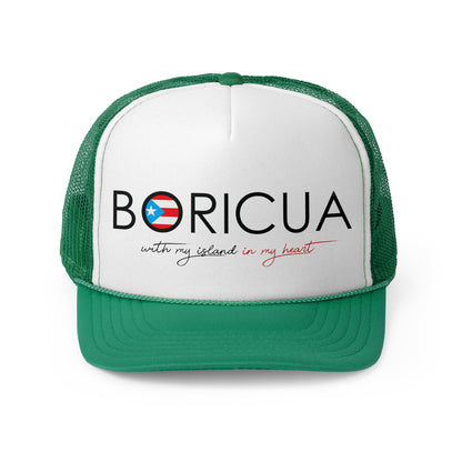 Boricua with my Island in my Heart Puerto Rican Pride Trucker Caps FREE SHIPPING