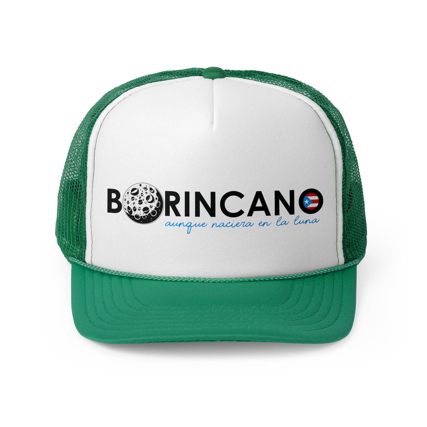 Borincano aunque naciera en la luna bandera Puerto Rican Pride Trucker Caps FREE SHIPPING