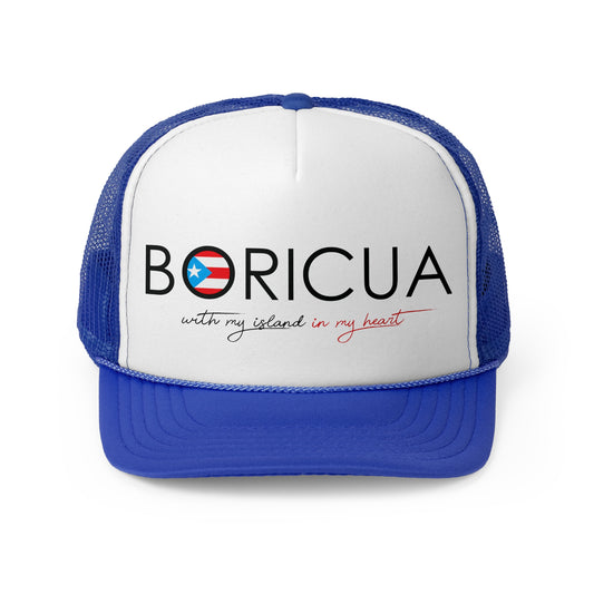 Boricua with my Island in my Heart Puerto Rican Pride Trucker Caps FREE SHIPPING