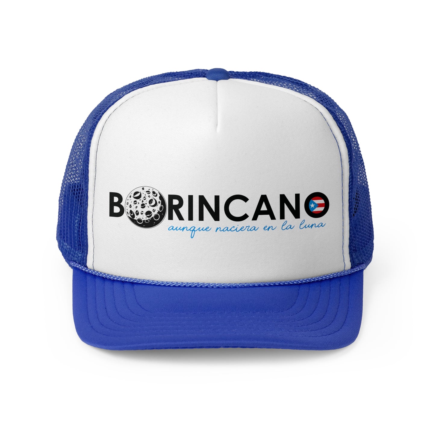 Borincano aunque naciera en la luna bandera Puerto Rican Pride Trucker Caps FREE SHIPPING