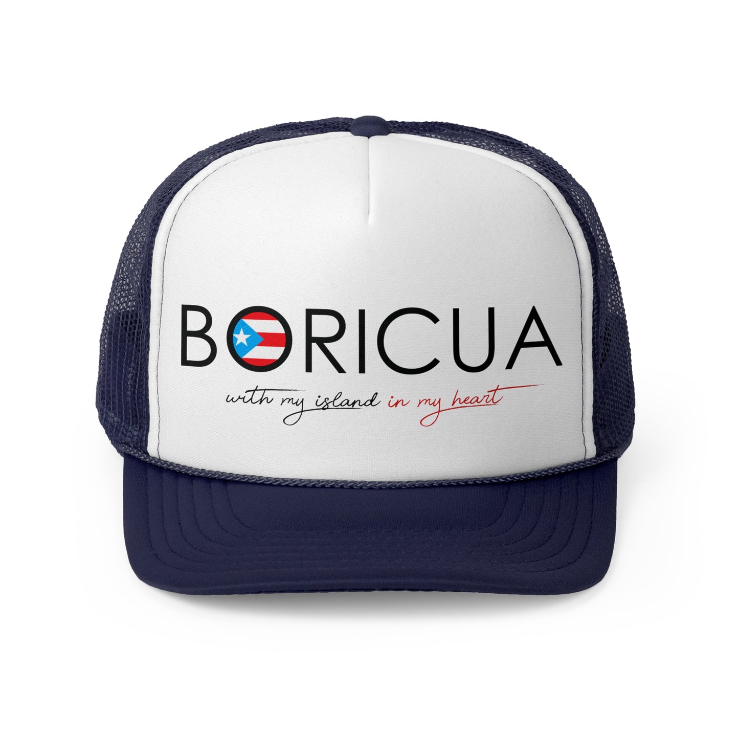 Boricua with my Island in my Heart Puerto Rican Pride Trucker Caps FREE SHIPPING