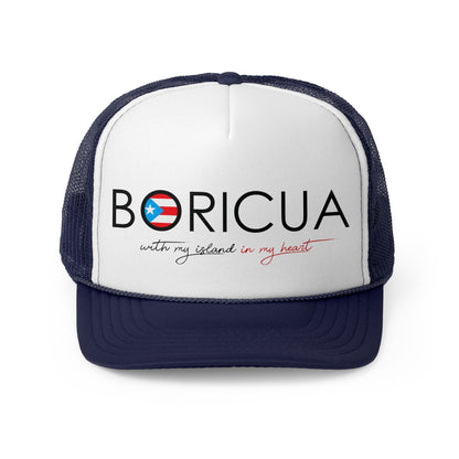 Boricua with my Island in my Heart Puerto Rican Pride Trucker Caps FREE SHIPPING