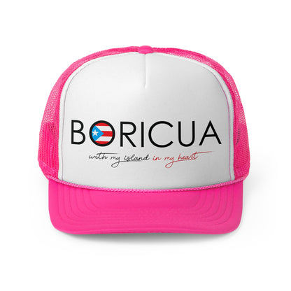 Boricua with my Island in my Heart Puerto Rican Pride Trucker Caps FREE SHIPPING