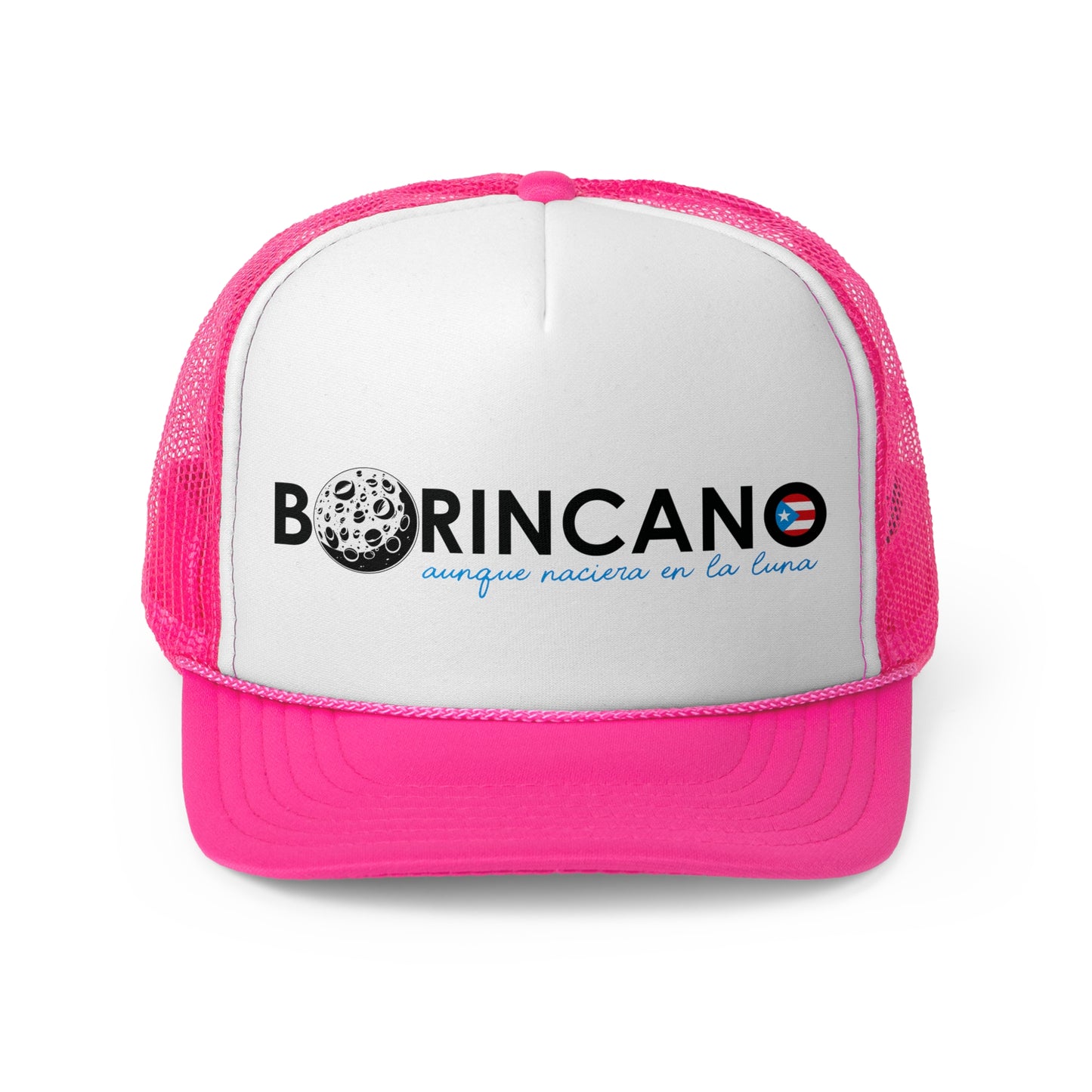Borincano aunque naciera en la luna bandera Puerto Rican Pride Trucker Caps FREE SHIPPING
