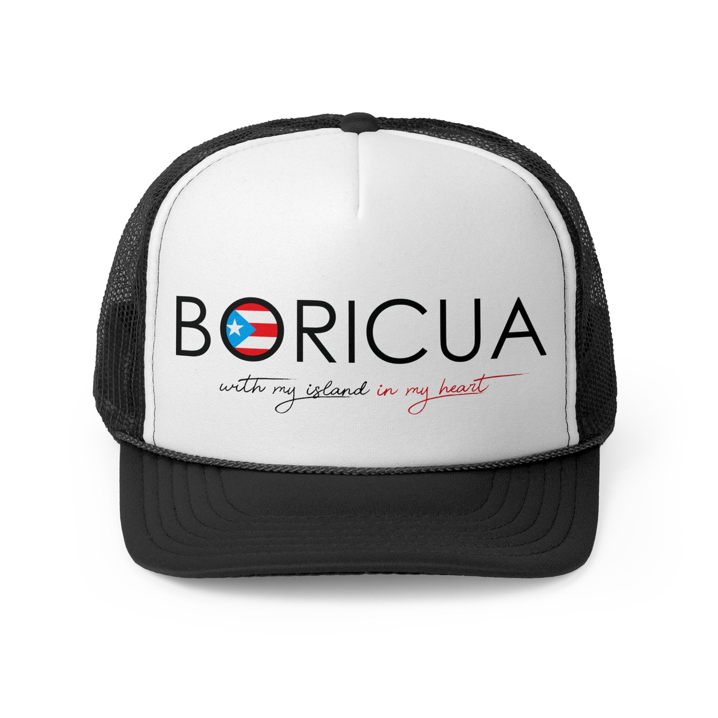 Boricua with my Island in my Heart Puerto Rican Pride Trucker Caps FREE SHIPPING