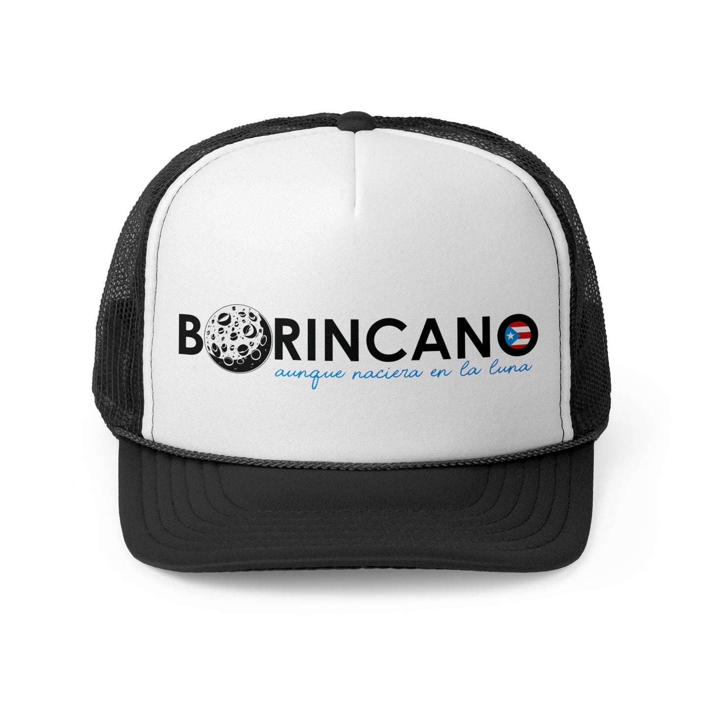 Borincano aunque naciera en la luna bandera Puerto Rican Pride Trucker Caps FREE SHIPPING