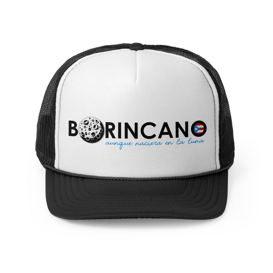 Borincano aunque naciera en la luna bandera Puerto Rican Pride Trucker Caps FREE SHIPPING