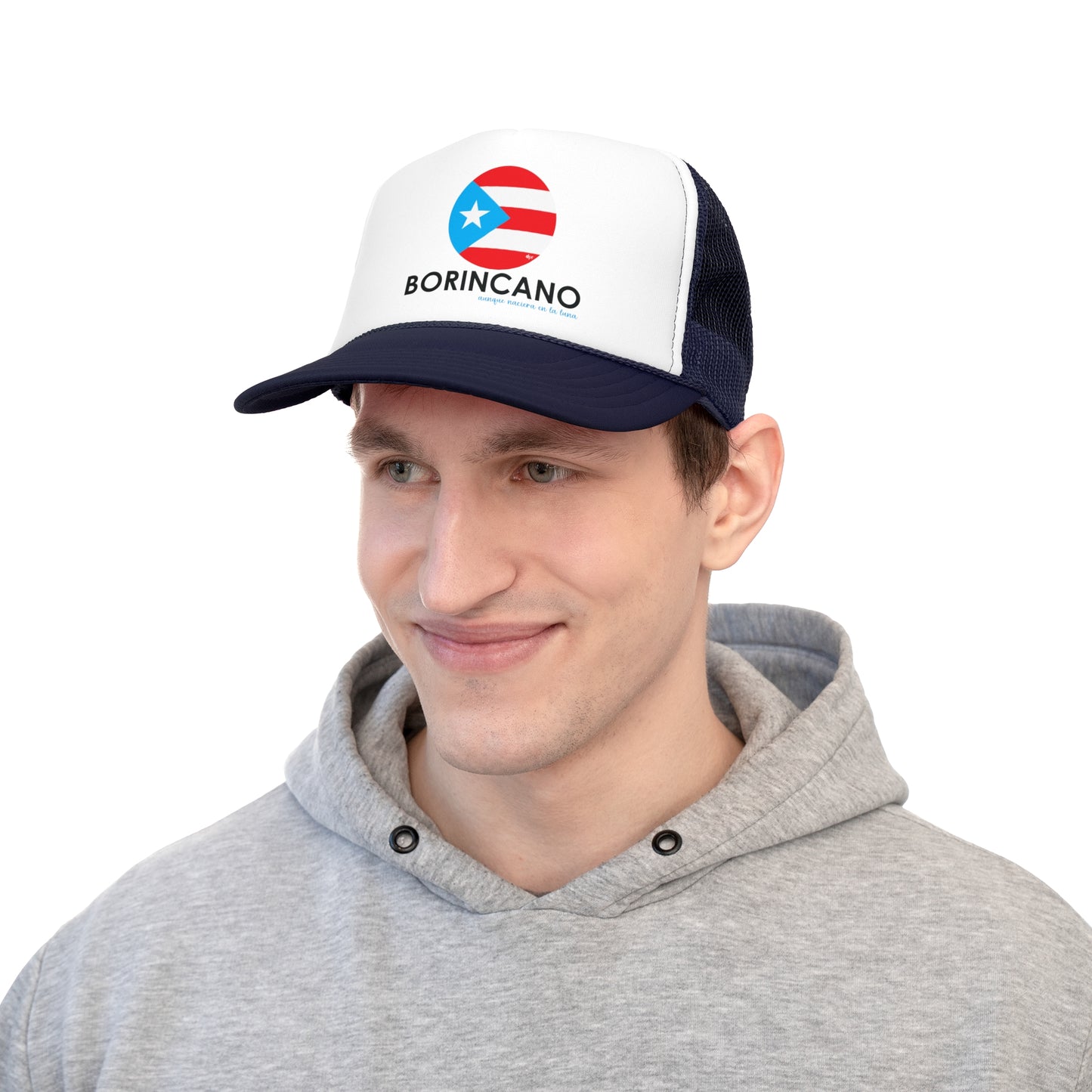 Borincano aunque naciera en la luna Puerto Rican Pride Trucker Caps FREE SHIPPING