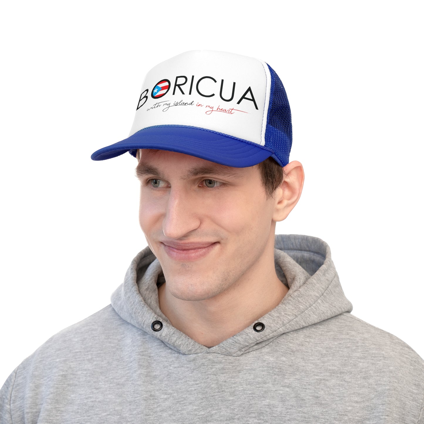 Boricua with my Island in my Heart Puerto Rican Pride Trucker Caps FREE SHIPPING